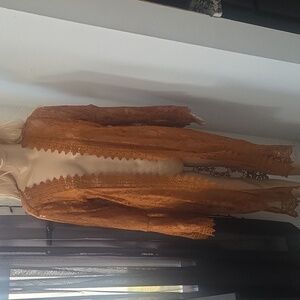 Polly & Esther Brown Lace Bell Sleeve Duster Cardigan L